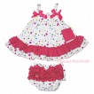White Rainbow Dots Swing Top Hot Pink Bow matching Panties Bloomers SP25